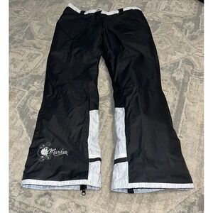 Marker Ski Snow Board Pants w/ Leg Zipper Girls Juniors Size 12 Black White